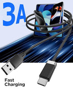Magtame USB A to USB C Cable 5FT, StayCable with Built-in Magnetic Holder for Nightstand/Desk/Car, Type C Fast Charging Anti-Fall Cord with 2 Adhesive Metal Plates, Braid USB Data Cable for iPhone 17