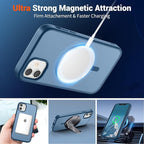 SUPFINE Magnetic for iPhone 12 Case/iPhone 12 Pro Case (Compatible with MagSafe)(Military Grade Drop Protection) Slim Translucent Matte Shockproof with Anti-Fingerprint Phone Case,Deep Blue