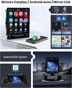 [8 CORE 4G+64G] Car Radio for Toyota Fortuner Hilux 2005-2014 with Wireless Carplay/Android Auto, 9.7 Inch Android 13 IPS Touch Screen Car Stereo, Bluetooth, GPS Navi, WiFi, SWC, DSP + Backup Camera