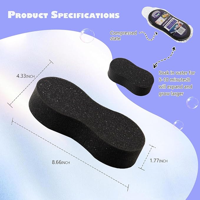 Professional 8-Shaped Car Detailing Sponge, Extra Large Thick Cell Foam Pad for Safe Waxing, Washing, And Drying Effectively Adsorb Dust Particles，Long Lifespan Without Deformation (Black 3PC)