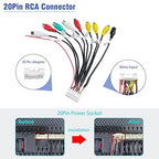 Radio RCA Wiring Harness Adapter 20Pin Plug with 9 Female RCA Connector Assembly for Android Car Radio Stereo