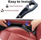 Car Seat Gap Filler 2-Pack, Universal Anti-Drop Organizer Strip with Storage Slot, Car Organizer Between Seat & Console for Cars, SUVs, Trucks (Black)