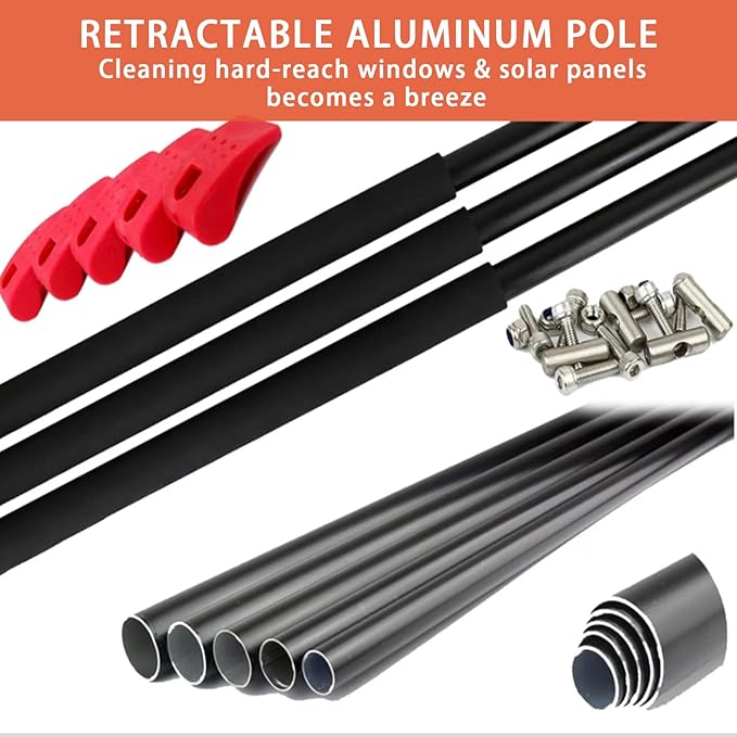 Water Fed Pole Kit for Window Cleaning - 12ft-36ft Telescopic Brush with Car Wash Brush and 20m Water Supply Hose for Home and Commercial Use