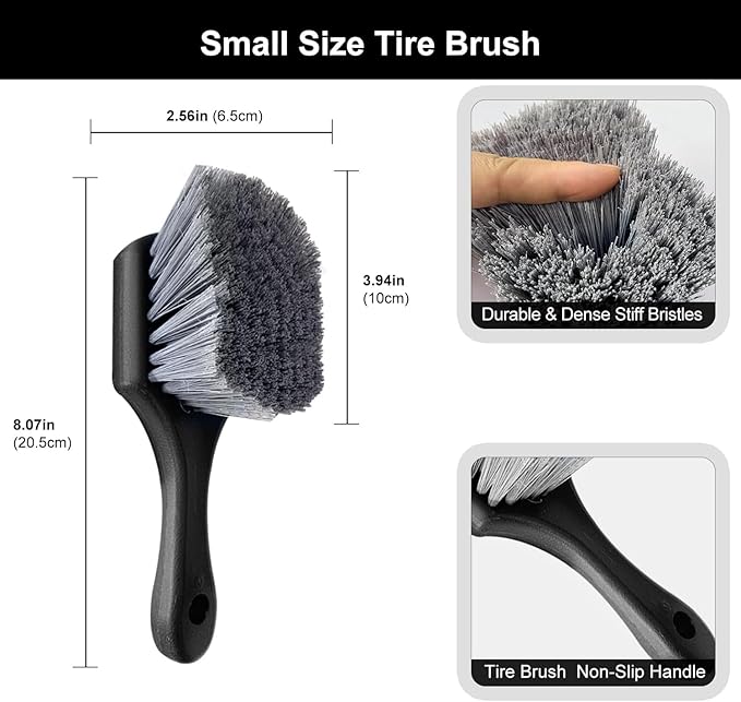 9PCS Car Wheel Tire Brush Kit, Tire Brush, Wheel Cleaner Brush, Soft-bristled Rim Cleaner Brush, Car Towel,Microfiber Bendable Brush Tire Shine Applicator Pad, Car Detailing Brushes Supplies Kit