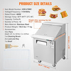 VEVOR 28" Commercial Refrigerator, 12 Pans Sandwich & Salad Prep Table, 7.4 Cu. Ft Stainless Steel Refrigerated Food Prep Station, Frost Free Mega Top Refrigerator for Restaurant, Food Truck, Bar