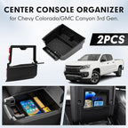 Autorder 2PCS Center Console Organizer for 2023-2026 Chevy Chevrolet Colorado/GMC Canyon Accessories Armrest Storage Box Hidden Storage Box Center Console Insert Tray with Anti-Slip Mat
