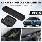 Autorder 2PCS Center Console Organizer for 2019-2025 Toyota RAV4 Accessories ABS Driver Drawer Storage Box Silicone Glove Box Organizer Center Console Insert Tray with Anti-Slip Surface