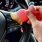 Car Detailing Brush, Soft Bristle Cleaning Brush, Scratch-Free Auto Duster Tool for Dashboard, Air Vents, Leather & Interior Cleaning (Pink&Brown with Cap)
