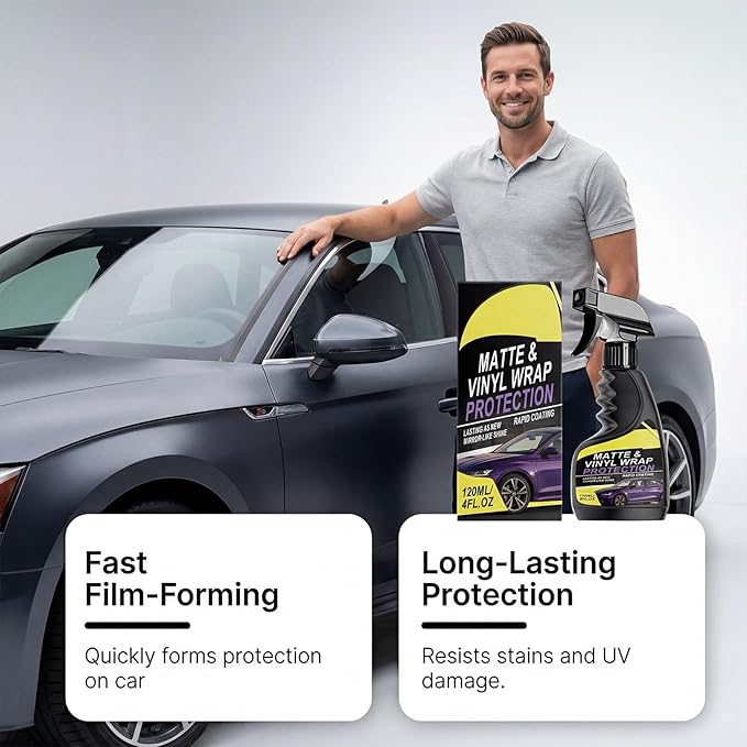 Matte & Vinyl Wrap Protection Spray, Vinyl Cleaner Protectant Spray, Matte Finish Detailer and Spray Sealant for Boats, Cars, Trucks & SUVs (1PCS)