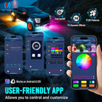MICTUNING Q1+ MAX 12 Pods Ultra-Bright RGB+IC Rock Lights, Multi-Color Chasing Underglow Lighting, Extensible to 24 Pods, APP Music Sync & DIY Effects, IP68 Waterproof