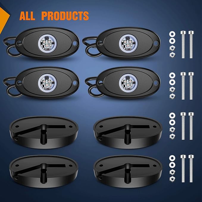 Nilight LED Rock Light 4PCS Underglow Wheel Well Pods Waterproof Exterior Underbody Roof Rack Side Lamps for Car Truck Pickups ATV UTV SUV Motorcycle Boat, Red Color