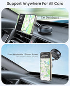 Jononser Magnetic Suction Cup Phone Mount for Magsafe, 360° Adjustable Magnetic Car Phone Holder, Pocket Size Foldable Car Mount, Cell Phone Holders for Your Car for iPhone 17 16 15 14 13 12 Series