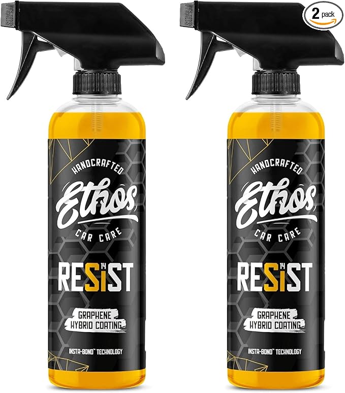 Resist Graphene Spray Coating - UV Ceramic Coating for Cars - Advanced 2-in-1 Hybrid Formula for Incredibly Slick, Glossy Finish - Graphene Ceramic Coating Protection for Car, Boat, RV (16oz (2 Pack))
