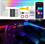 Acrylic Interior Car LED Strip Light with USB/Type C, RGB 6 in 1 with 175 Inch 593 LEDs Strip, Dynamic Chasing Music Sync Neon Ambient Lighting Kits