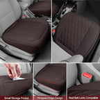 2 Pack Leather Front Car Seat Cover Bottom Car Seat, Anti-Slip and Full Wrap Driver Seat Protectors with Storage Pocket, Luxury Waterproof Bottom Auto Seat Cushion Pad Mat for Most Vehicles(Coffee)