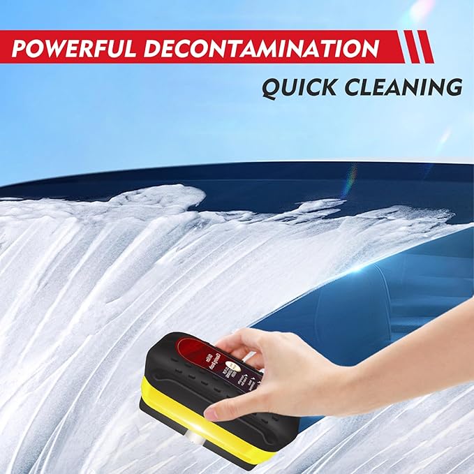Automotive Oil Film Cleaning Brush with Reusable Foam Sprayer, Upgraded Antifog Glass Cleaning Board, Glass Oil Film Remover for Car Windows & Windshields, Versatile Car Glass Cleaner Brush (Black)