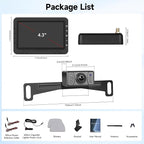 Rimoody 4.3'' HD IPS Screen Wireless Backup Camera, Digital Stable Signal, DIY Guide Lines, IP68 Waterproof, Night Vision, Wide Angle, Rear View Camera for Car/Truck/Pickup/SUV/Van/RV - Plug and Play