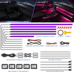 Acrylic Interior Car LED Strip Light with Wireless APP, RGB 18 in 1 with 175 inches 600 LEDs Fiber Optic Strip Lights for Car, Dynamic Chasing Sound Active Neon Car Ambient Lighting Kits