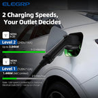 ELEGRP Level 1/2 EV Charger, 16 Amp, Portable J1772 Electric Car Charger, 25FT Cable, NEMA 6-20 & 5-15 Adapter, 110V-240V for BEVs/PHEVs, PBE & LRC Technology