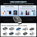 Seamless Auto-Connect CarPlay Adapter, Upgrade 2in1 Wireless CarPlay & Android Auto Adapter, Plug & Play, WLAN Dual-Band 2.4G+5G, Auto Reconnect, Compatible with After 2016 Cars with Wired CarPlay