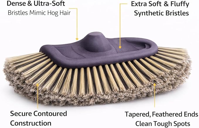 Hi-Tech NogHair Wash Brush – 14" Multi-Level Car Wash Brush TB-14X3CR – Soft Bristles for Scratch-Free Cleaning – for Cars, Trucks & SUVs – Fits Threaded Handle
