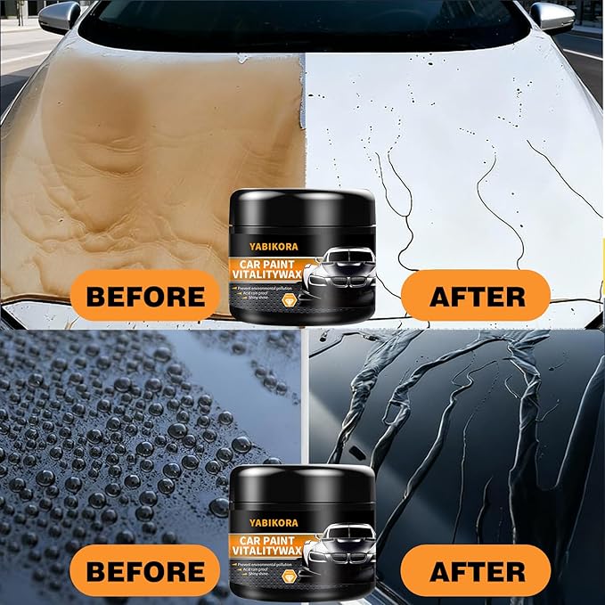 Car Wax Polish, Carnauba Wax Restores Shine High Hydrophobicity & Antioxidant, Long-Lasting Protection Gentle Formula For Cars, Rvs, Trucks, Motorcycles - Includes Sponge & Towel - 1pack 3.53oz