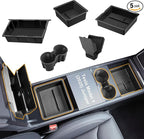 BANKKY 5PCS Center Console Organizer Tray for Tesla Model Y Juniper 2025 2026 Accessories Underseat Armrest Storage Cup Holder Hidden Compartment for Family Travel Kids Daily Commute Road Trips