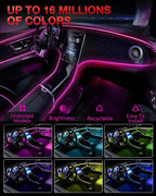 Qoope Interior Car LED Strip Lights 12V RGB LED Ambient Lighting, USB Fiber Optic Lights 5M 16 FT Interior Car Lights with for Decorative Accessories