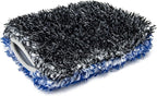 [Wash Monster] Plush Car Wash Pad (9 in. x 7 in.) Blue/Black - 1 Pack | Soft & Plush Absorbent Microfiber Fibers | Large, Fits in Bucket
