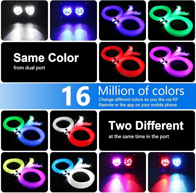 AZIMOM Dual Color 20w Twinkle Fiber Optic Starlight Headliner Kits 1200pcs 0.03in 13.1ft, RGB Meteor Shooting Star, Sound Activated Remote APP Control Home Car Ceiling Décor