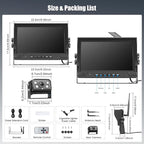 9 Inch Monitor Wireless Backup Camera System with Loop Recording, 12-24V for Truck, Trailer, RV, Bus Reversing Camera IP68 Waterproof Night Vision, Waterproof Back Up Camera Kit
