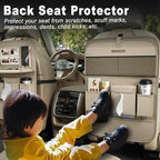 XDV Car Seat Organizers,Multi-functional Back Seat Protectors, Storage Pouches, and Tray Holders (for Cars, Kids, Seat Back and Rear Seats) (Plain Beige, 2 Pcs)