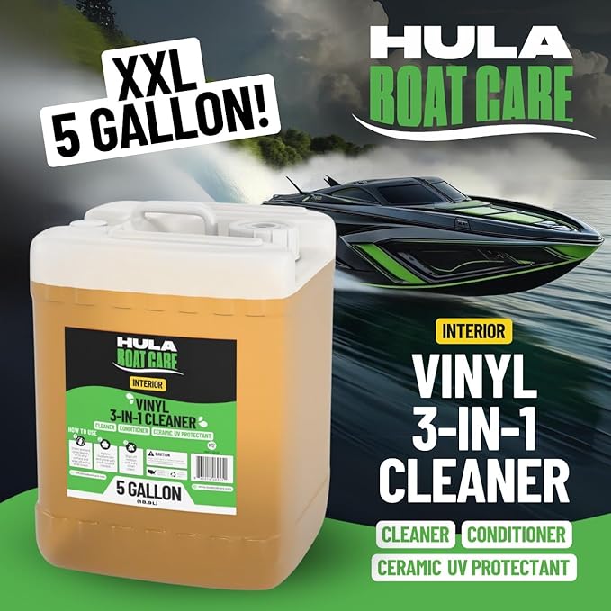 Hula 3-in-1 Boat Vinyl Cleaner, Conditioner and UV Protectant, 5 Gallon — Bulk Marine Detailing Supply, Made in USA