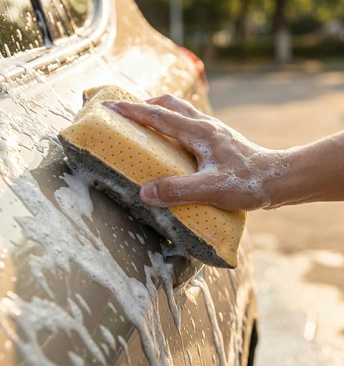 2Pcs Car Sponge, Windshield Defogger for Car Windshield Cleaner, Absorbent Sponge Auto Glass Window Cleaner (Gray & Beige, 10.6 x 7.9 x 1.7 Inches)