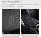 IHOTDER Patchwork Leather Center Console Covers for Cars,Upgraded Arm Rest Cover for Car with Side Storage Pocket for Car Seat Organizer,Middle Console Cover Stylish Car Decoration (Black)