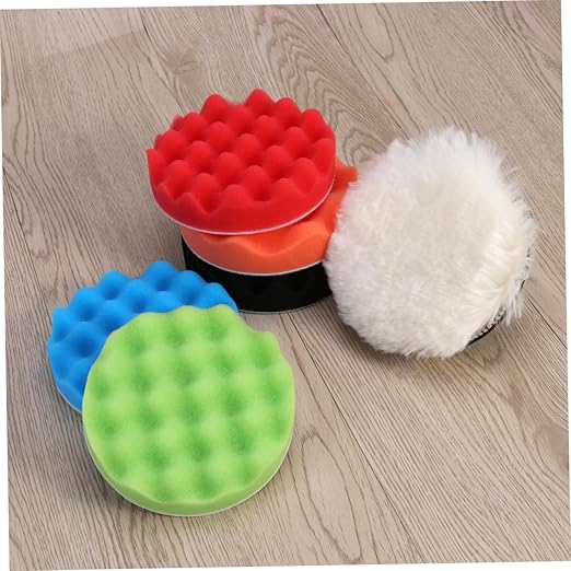 ERINGOGO Car Buffing Sponge Polishing Pad Kit 7pcs Self-Adhesive Discs for Car Waxing Polishing