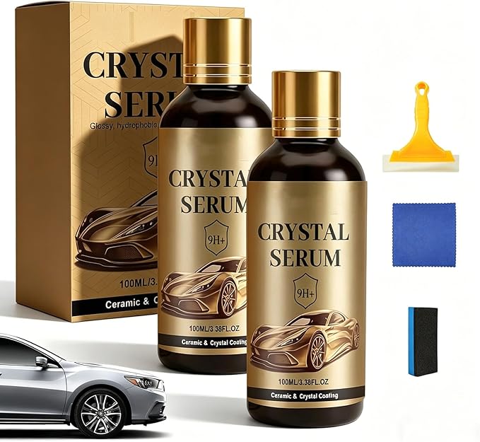 PTZ Crystal Serum for Cars - Advanced 9H Graphene Ceramic Coating for Cars, Professional Auto Ceramic Coating for Paint Protection, High Gloss Crystal Coatings for Car Plastic Parts & Wheels (2Pcs)
