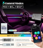 KENANEK 55.12Inch 6in1 Tesla Interior Lights, 5V USB & Type-C Powered, Acrylic Interior Car LED Strip Lights, App Controlled Music Sync, OEM-Style Ambient Lighting with Dreamcolor Effects