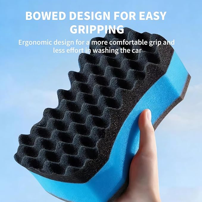 Car Wash Sponges, Soft Foam Sponges Extra Thick Large For Cleaning Non Scratch Sponges fit SUV RV Bike, Engineered for Rich Lather Ergonomic Grip Design Improve Cleaning Efficiency, Blue 3PCS