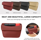 DXNQ Large Capacity Car Seat Gap Filler Organizer, Leather Car Front Seat Slot Storage Box Keeps Car Tidy, Portable Car Seat Gap Filler with 2 Charge Holes for Phones Glasses Keys Cards (Red)