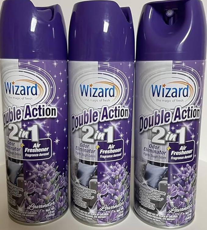 Wizard Double Action Smoke Odor Neutralizer & Air Freshener, Eliminates Smoke Smell & Odors, Freshens Air, Long-Lasting Scent; 6-Pack of 12oz Sprays lavender (pack of 6)