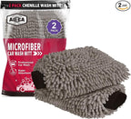 AIDEA Car Wash Mitt Microfiber-2Pack, Scratch-Free& Lint-Free, Premium Chenille Microfiber Wash Mitt-Grey Extra Large Size (8''X12'')