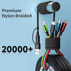 Travel Essentials 4 in 2 Multi Charging Cable, USB A/C Charging Cords with Dual Type-C, USB Cable Phone Charger Compatible with Most Cell Phones/Tablets and More (2Pack, 5FT)
