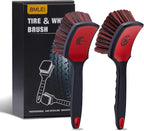 BMLEI Wheel & Tire Brush Set, 2 Pack Car Wheel Brush & Tire Cleaner Brushes, Soft Bristle Rim Brush and Stiff Tire Scrub Brush, Scratch-Free Wheel Cleaning Kit for Car Detailing, Trucks, SUVs