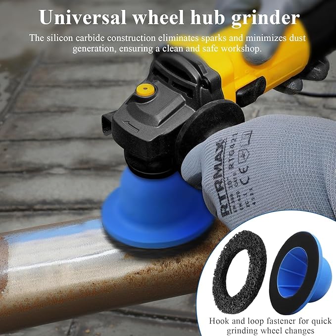 Wheel Hub Grinder Car Wheel Hub Cleaning Brush with 150mm Grinding Wheel Rust Grinding/Cleaning Rotor/Wheel Surface Polish Clean for Cordless/Air Drill (Blue)