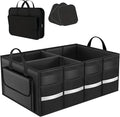 CloudDream Trunk Organizer for Car,70L Large Foldable Waterproof Organizer for SUV,Truck, Van & Sedan,3 Compartments, Black (Black-23.6")