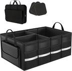 CloudDream Trunk Organizer for Car,70L Large Foldable Waterproof Organizer for SUV,Truck, Van & Sedan,3 Compartments, Black (Black-23.6")