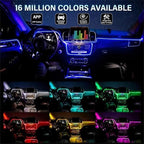 RGB Car Interior Light Strip with App & Voice Control, 16 Million Colors Music Sync LED Ambient Lighting Kit for Car Dashboard, Door, Skylight