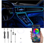 USB Car Ambient Lighting Optic Fiber 64 Colors Music Sound Active with APP Control Car Decorative Atmosphere Lighting Kit DC 12V 1W 3m