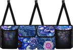 Boho Style Trunk Organizer with Lid Car Women Mandala Floral Blossom Back of Seat Car Organizer for SUVs Sedans